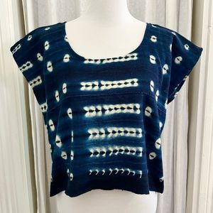 Handmade Indigo Dyed Shibori Cropped Blouse by Mira Blackman